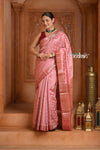 Festive Edit! Ganga Ghat ~ Handloom Pure Silk Chiniya Saree in Peach Pink ( Silk Mark Certified)