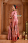 Festive Edit! Ganga Ghat ~ Handloom Pure Silk Chiniya Saree in Peach Pink ( Silk Mark Certified)