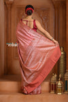 Festive Edit! Ganga Ghat ~ Handloom Pure Silk Chiniya Saree in Peach Pink ( Silk Mark Certified)