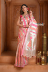 Festive Edit! Ganga Ghat ~ Handloom Pure Kora Silk Saree in Champagne Pink ( Silk Mark Certified )
