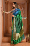 Festive Edit! Ganga Ghat ~ Handloom Pure Silk Satin Saree in Shades of Green and Blue ( Silk Mark Certified)