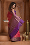 Festive Edit! Ganga Ghat ~ Handloom Pure Kora Silk Saree in Rani Pink and Purple ( Silk Mark Certified )