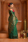 Festive Edit! Ganga Ghat ~ Handloom Pure Silk Tussar Saree in Dark Green (Silk Mark Certified)