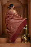 Festive Edit! Ganga Ghat ~ Handloom Pure Silk Chiffon Georgette Saree in Dark Brown (Silk Mark Certified)