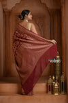 Festive Edit! Ganga Ghat ~ Handloom Pure Silk Chiffon Georgette Saree in Dark Brown (Silk Mark Certified)
