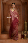 Festive Edit! Ganga Ghat ~ Handloom Pure Silk Chiffon Georgette Saree in Dark Brown (Silk Mark Certified)