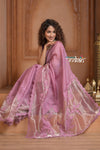 Festive Edit! Ganga Ghat ~ Handloom Pure Silk Kota Saree in Rose Beige ( Silk Mark Certified )