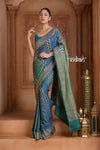 Festive Edit! Ganga Ghat ~ Handloom Pure Crepe Silk Banarasi Saree in Azure Blue ( Silk Mark Certified )
