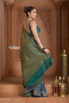 Festive Edit! Ganga Ghat ~ Handloom Pure Crepe Silk Banarasi Saree in Azure Blue ( Silk Mark Certified )