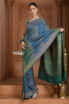 Festive Edit! Ganga Ghat ~ Handloom Pure Crepe Silk Banarasi Saree in Azure Blue ( Silk Mark Certified )