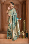 Festive Edit! Ganga Ghat ~ Handloom Pure Tissue Silk Saree in Cyan Blue (Silk Mark Certified)
