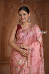 Festive Edit! Ganga Ghat ~ Handloom Pure Silk Saree with Digital Print in Blush Pink ( Silk Mark Certified )