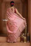 Festive Edit! Ganga Ghat ~ Handloom Pure Silk Saree with Digital Print in Blush Pink ( Silk Mark Certified )