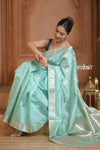 Festive Edit! Ganga Ghat ~ Handloom Pure Katan Silk Saree in Sea Green ( Silk Mark Certified )