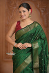 Festive Edit! Ganga Ghat ~ Handloom Pure Silk Chiniya Saree in Royal Green ( Silk Mark Certified)