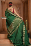 Festive Edit! Ganga Ghat ~ Handloom Pure Silk Chiniya Saree in Royal Green ( Silk Mark Certified)
