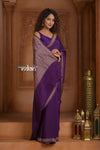 Festive Edit! Ganga Ghat ~ Handloom Pure Silk Chiffon Crepe Saree in Velvet Plum ( Silk Mark Certified)