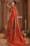 Festive Edit! Ganga Ghat ~ Handloom Pure Silk Chiniya Saree in Tangerine ( Silk Mark Certified)