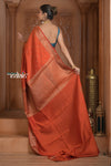 Festive Edit! Ganga Ghat ~ Handloom Pure Silk Chiniya Saree in Tangerine ( Silk Mark Certified)