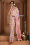 Festive Edit! Ganga Ghat ~ Handloom Pure Silk Chiffon Georgette Saree in Mogra White ( Silk Mark Certified)