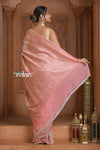 Festive Edit! Ganga Ghat ~ Handloom Pure Silk Chiffon Georgette Saree in Mogra White ( Silk Mark Certified)