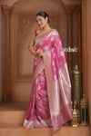 Festive Edit! Ganga Ghat ~ Handloom Tussar Tissue Silk  Saree with Blush Pink (Silk Mark Certified)