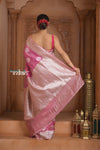 Festive Edit! Ganga Ghat ~ Handloom Tussar Tissue Silk  Saree with Blush Pink (Silk Mark Certified)