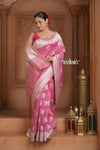 Festive Edit! Ganga Ghat ~ Handloom Tussar Tissue Silk  Saree with Blush Pink (Silk Mark Certified)