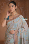 Festive Edit! Ganga Ghat ~ Handloom Pure Crepe Silk Banarasi Saree in Powder Blue (Silk Mark Certified)