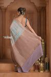 Festive Edit! Ganga Ghat ~ Handloom Pure Crepe Silk Banarasi Saree in Powder Blue (Silk Mark Certified)