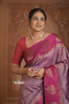 Festive Edit! Ganga Ghat ~ Handloom Pure Silk Tussar Saree in Lilac Pink (Silk Mark Certified)