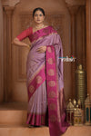 Festive Edit! Ganga Ghat ~ Handloom Pure Silk Tussar Saree in Lilac Pink (Silk Mark Certified)