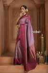 Festive Edit! Ganga Ghat ~ Handloom Pure Silk Tussar Saree in Lilac Pink (Silk Mark Certified)