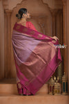 Festive Edit! Ganga Ghat ~ Handloom Pure Silk Tussar Saree in Lilac Pink (Silk Mark Certified)