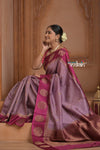 Festive Edit! Ganga Ghat ~ Handloom Pure Silk Tussar Saree in Lilac Pink (Silk Mark Certified)