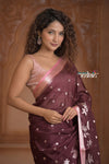 Festive Edit! Ganga Ghat ~ Handloom Kota Silk Jaal Saree with Contrast Pallu in Dark Maroon and Pink (Silk Mark Certified)