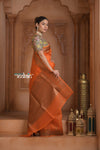 Festive Edit! Ganga Ghat ~ Handloom Pure Kora Silk Saree in Serene Orange ( Silk Mark Certified )