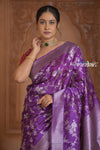 Festive Edit! Ganga Ghat ~ Handloom Pure Silk Katan Saree in Purple (Silk Mark Certified )