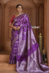 Festive Edit! Ganga Ghat ~ Handloom Pure Silk Katan Saree in Purple (Silk Mark Certified )
