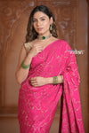Festive Edit! Ganga Ghat ~ Handloom Pure Crepe Silk Banarasi Saree in Gulabi Pink (Silk Mark Certified)