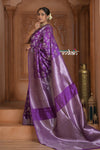 Festive Edit! Ganga Ghat ~ Handloom Pure Silk Katan Saree in Purple (Silk Mark Certified )