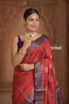 Festive Edit! Ganga Ghat ~ Handloom Pure Silk Chiniya Saree in Red and Purple ( Silk Mark Certified)