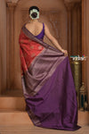 Festive Edit! Ganga Ghat ~ Handloom Pure Silk Chiniya Saree in Red and Purple ( Silk Mark Certified)