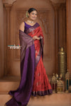 Festive Edit! Ganga Ghat ~ Handloom Pure Silk Chiniya Saree in Red and Purple ( Silk Mark Certified)