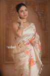 Festive Edit! Ganga Ghat ~ Handloom Pure Silk Saree with Digital Print in Ivory (Silk Mark Certified )