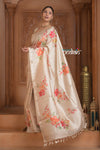 Festive Edit! Ganga Ghat ~ Handloom Pure Silk Saree with Digital Print in Ivory (Silk Mark Certified )