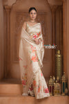 Festive Edit! Ganga Ghat ~ Handloom Pure Silk Saree with Digital Print in Ivory (Silk Mark Certified )