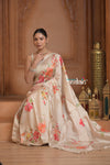 Festive Edit! Ganga Ghat ~ Handloom Pure Silk Saree with Digital Print in Ivory (Silk Mark Certified )