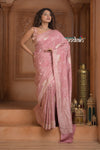 Festive Edit! Ganga Ghat ~ Handloom Pure Crepe Silk Banarasi Saree in Pastel Pink (Silk Mark Certified)