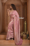 Festive Edit! Ganga Ghat ~ Handloom Pure Crepe Silk Banarasi Saree in Pastel Pink (Silk Mark Certified)